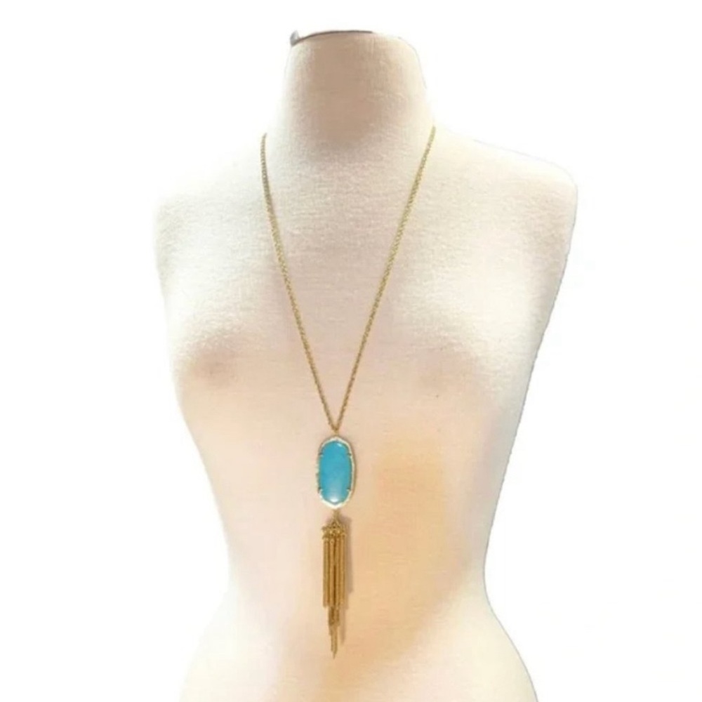 Kendra Scott, Rayne turquoise magnesite stone tassel pendant necklace